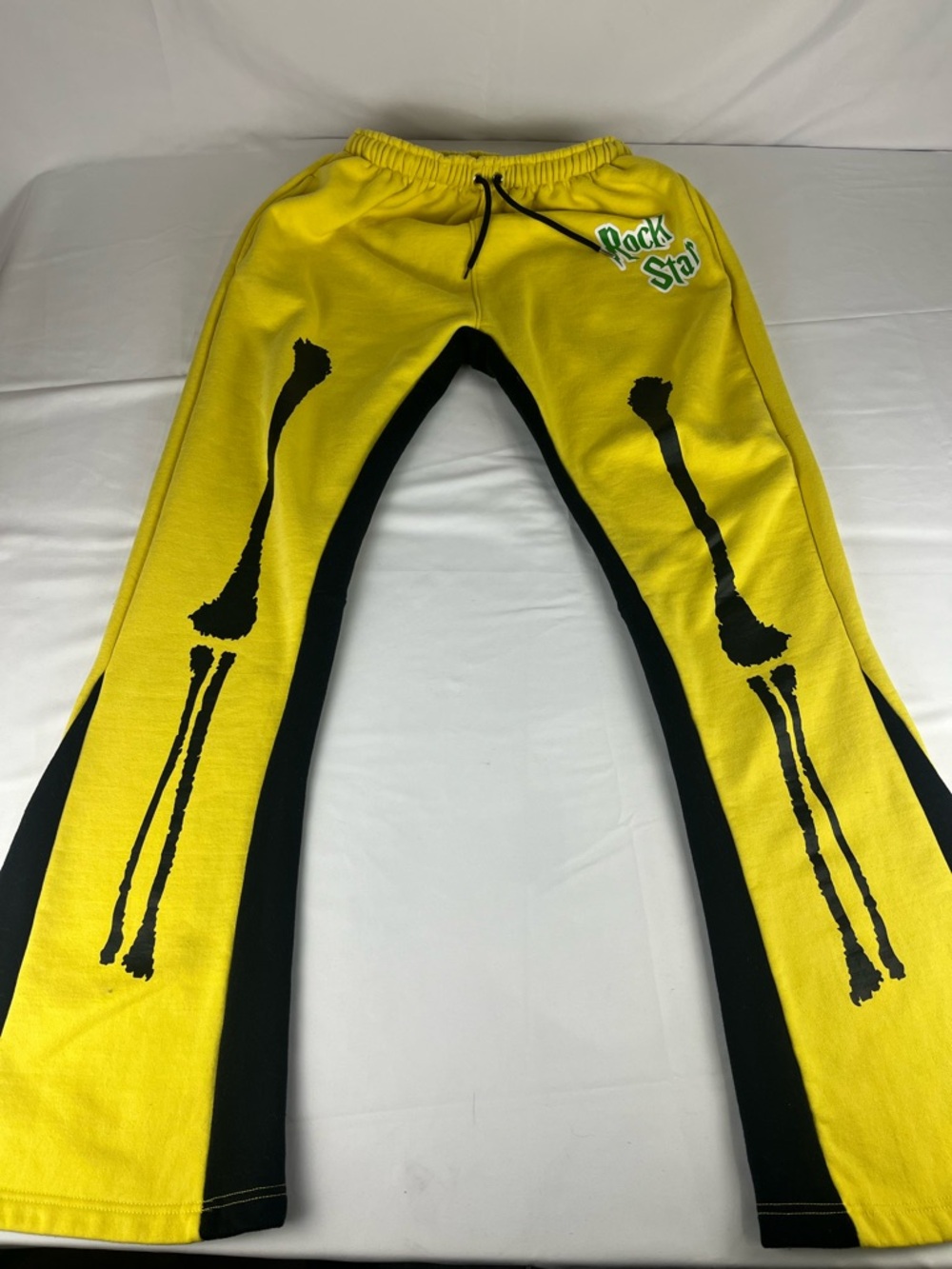 Rock Star Yellow Sweatpants Black Graphic Size 2XL Streetwear Joggers